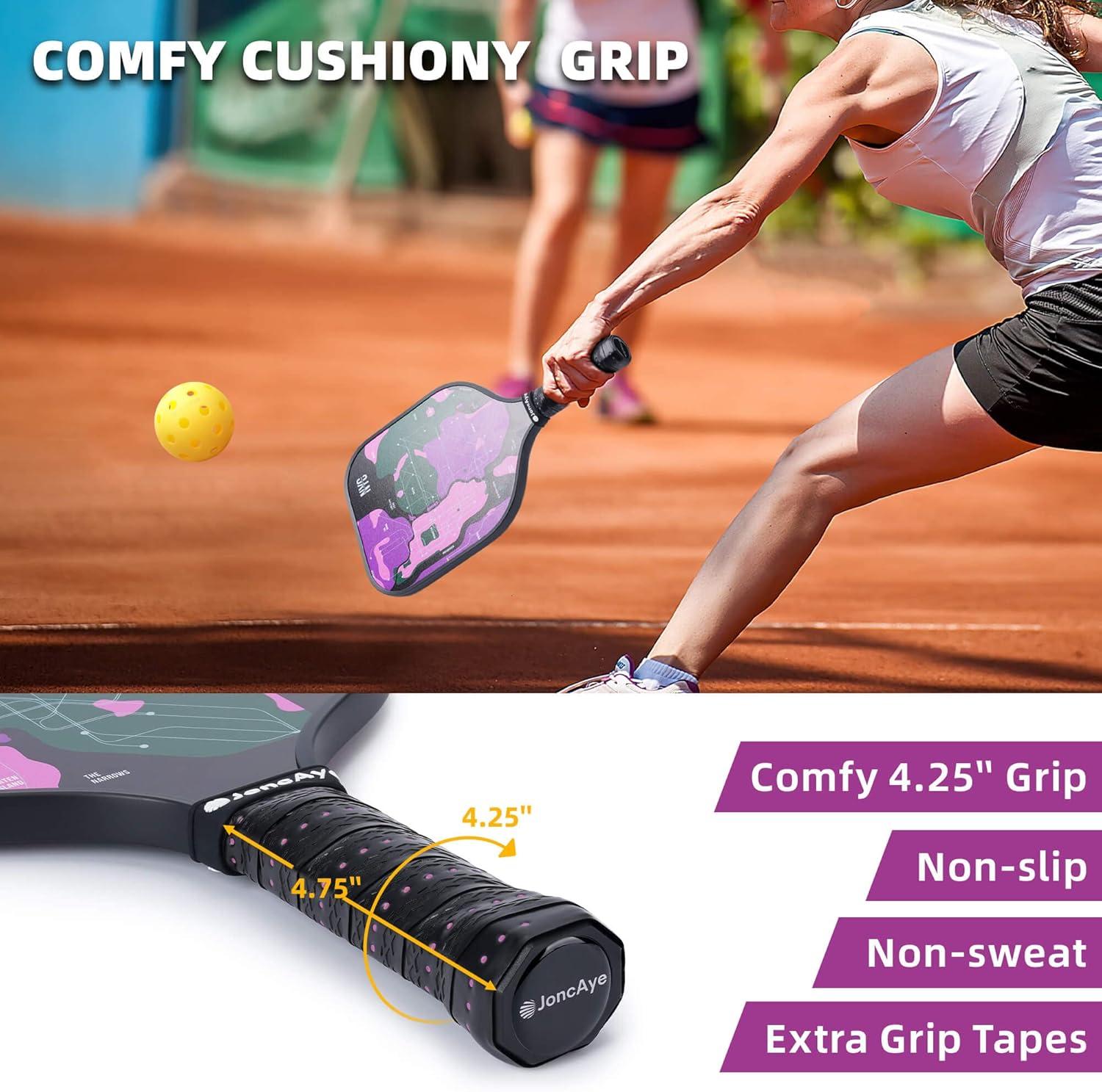 imageJoncAye PickleBallPaddleSetof4 with Balls Cute Pickleball Set with Racket Bag Ball Retriever  Pickleball Racquet Starter Set for Beginners Intermediates