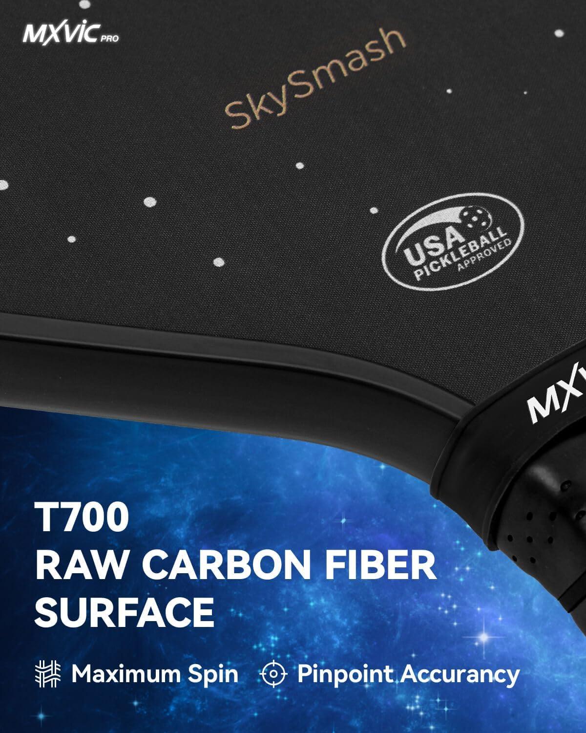 imagePro PickleballPaddle 16mm T700 Carbon Fiber Textured Surface CFS USAPA Approved Hybrid Control Paddle with Cover 2025 High Grit ampamp Spin Racket Intermediate AdvancedSkySmashBlack