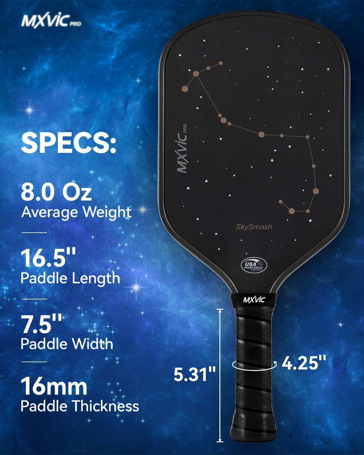 imagePro PickleballPaddle 16mm T700 Carbon Fiber Textured Surface CFS USAPA Approved Hybrid Control Paddle with Cover 2025 High Grit ampamp Spin Racket Intermediate AdvancedSkySmashBlack