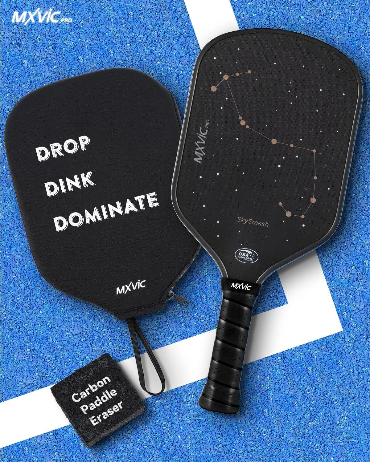 imagePro PickleballPaddle 16mm T700 Carbon Fiber Textured Surface CFS USAPA Approved Hybrid Control Paddle with Cover 2025 High Grit ampamp Spin Racket Intermediate AdvancedSkySmashBlack