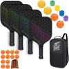 imageJoncAye Pickleball Bundle PickleballPaddlesSetof4 with 16 Balls 1 Racket Bag 2 Ball Bag 4 Grip Tapes 12 Ball Retrievers  Pickleball Starter Set of Racquets and Accessories  Pickleball Gift