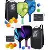 imageJoncAye PickleballSet 4 PickleballPaddles with 8 Balls Backpack Ball Bag Grip Tape Ball Retriever  Lightweight PickleBallRaquetteSetof4 for Men Women Light Rackets with Accessories