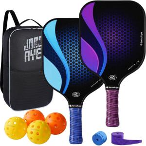 imagePickleballPaddlesSet of 4 or 2 Rackets by JoncAye USAPA Approved PickleBall Equipment with Balls Bag Accessories Fiberglass Graphite Pickleball Racquet Set for Men Women Kids AdultsGRAPHITE LITE 2PK